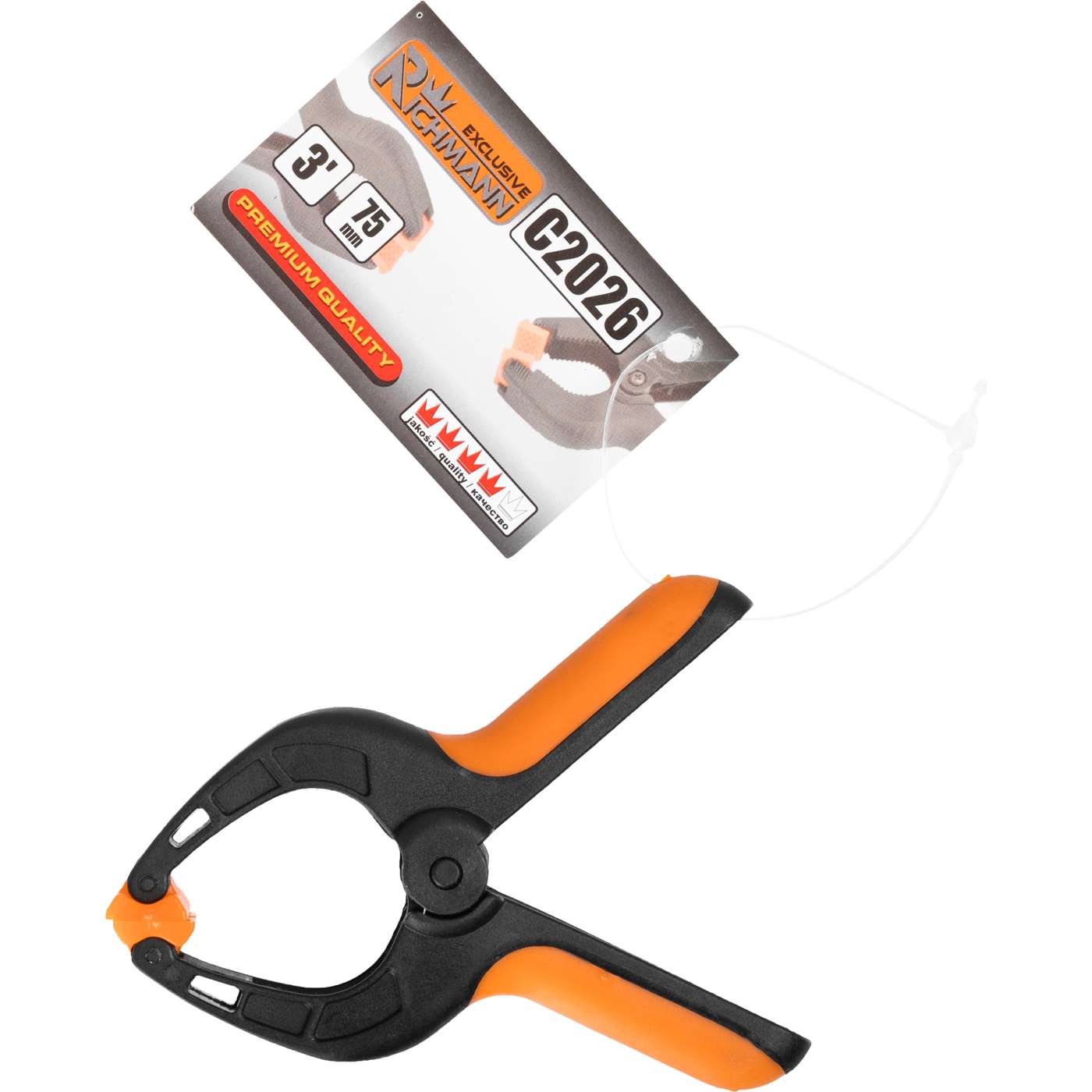 Ścisk sprężynowy jednoręczny antypoślizgowy 75mm, rozwarcie 35mm | C2026 - Centrum Techniczne Gałązka