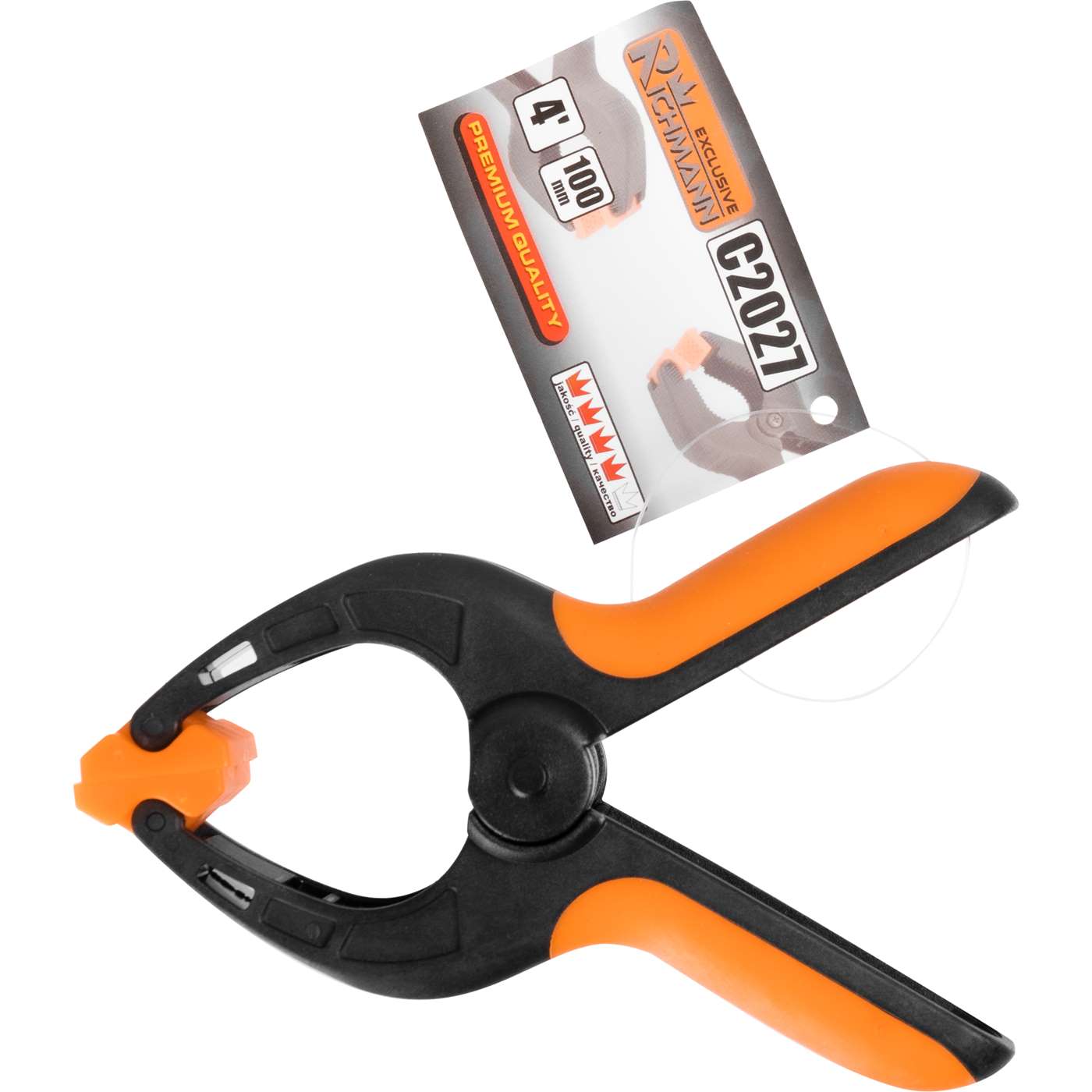 Ścisk sprężynowy jednoręczny antypoślizgowy 100mm, rozwarcie 40mm | C2027 - Centrum Techniczne Gałązka