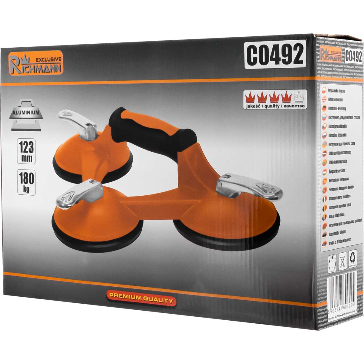 Przyssawka do szyb potrójna 123mm 180kg. AL | C0492