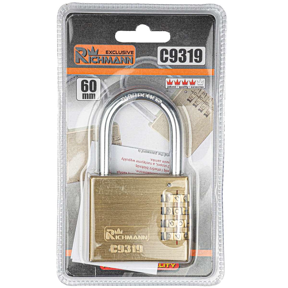 Kłódka na szyfr złota 60mm | C9319