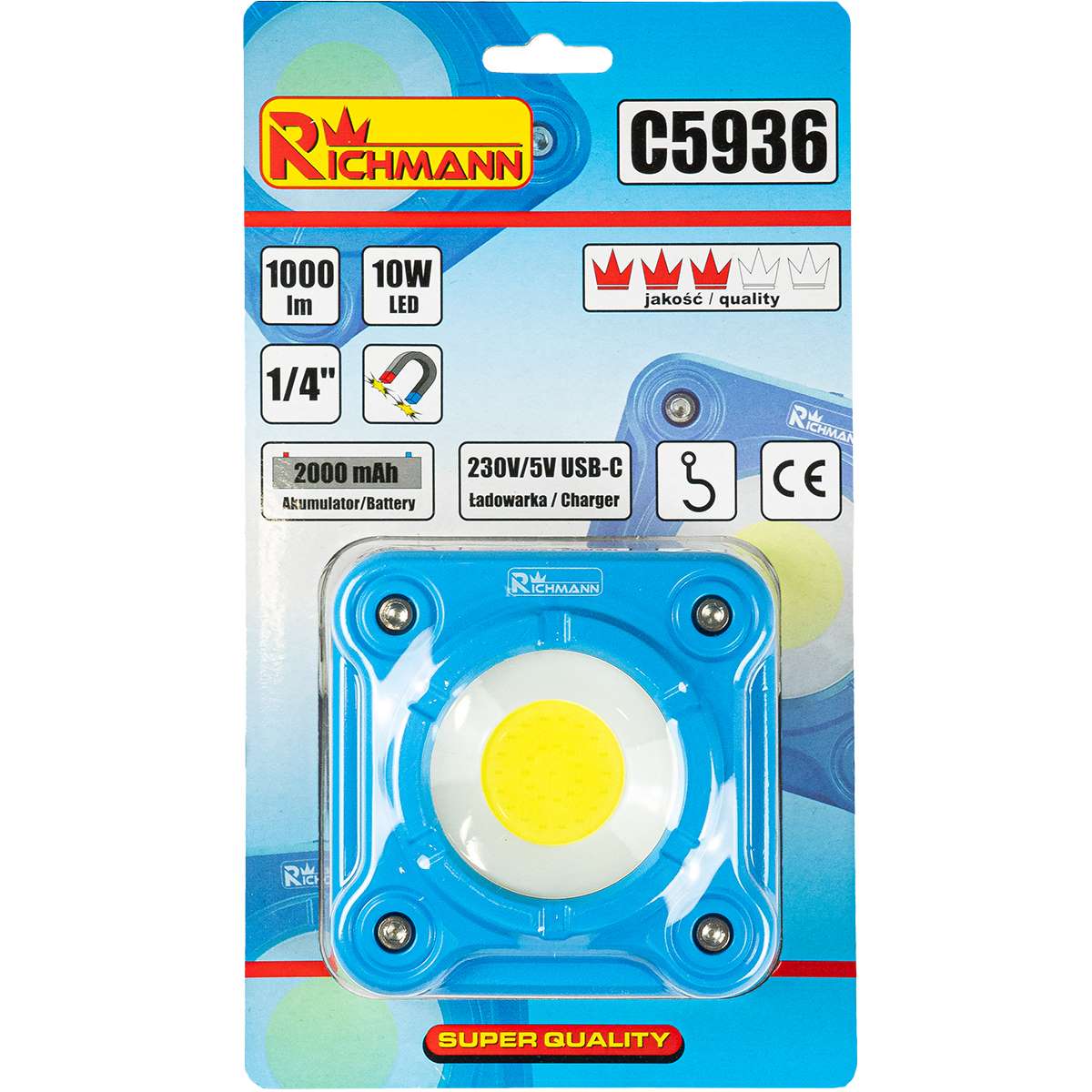 Lampa halogenowa akumulatorowa MINI 10W LED 1000LM | C5936