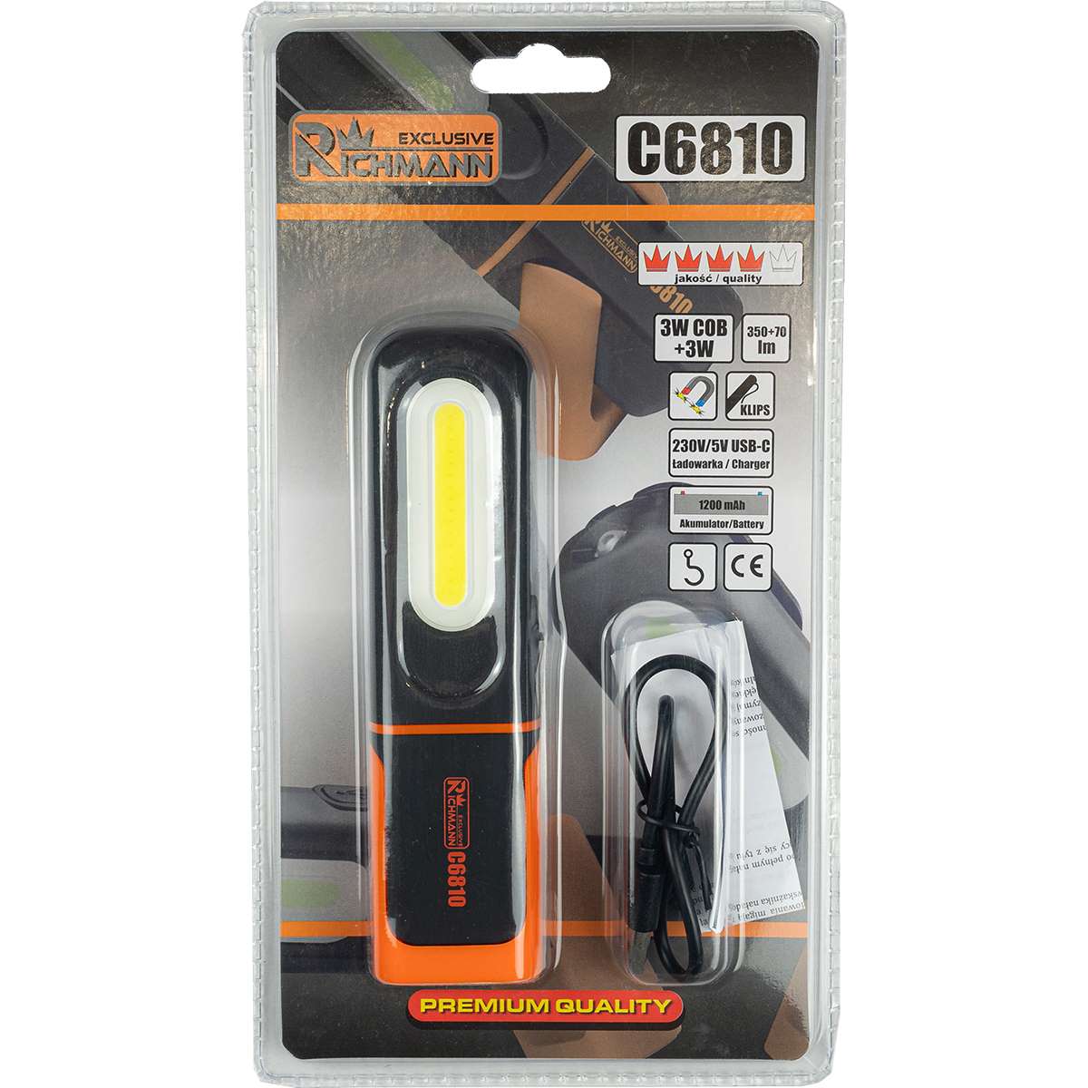 Lampka inspekcyjna akumulatorowa 3W+3W LED magnetycza | C6810