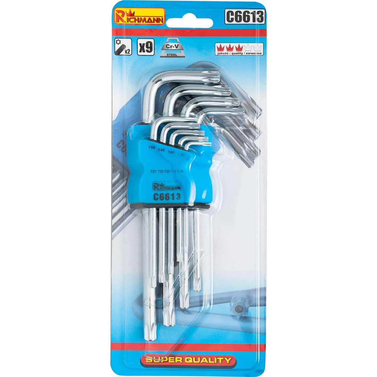 Klucze torx t10-t50 mm zestaw 9 el. | C6613 - Centrum Techniczne Gałązka