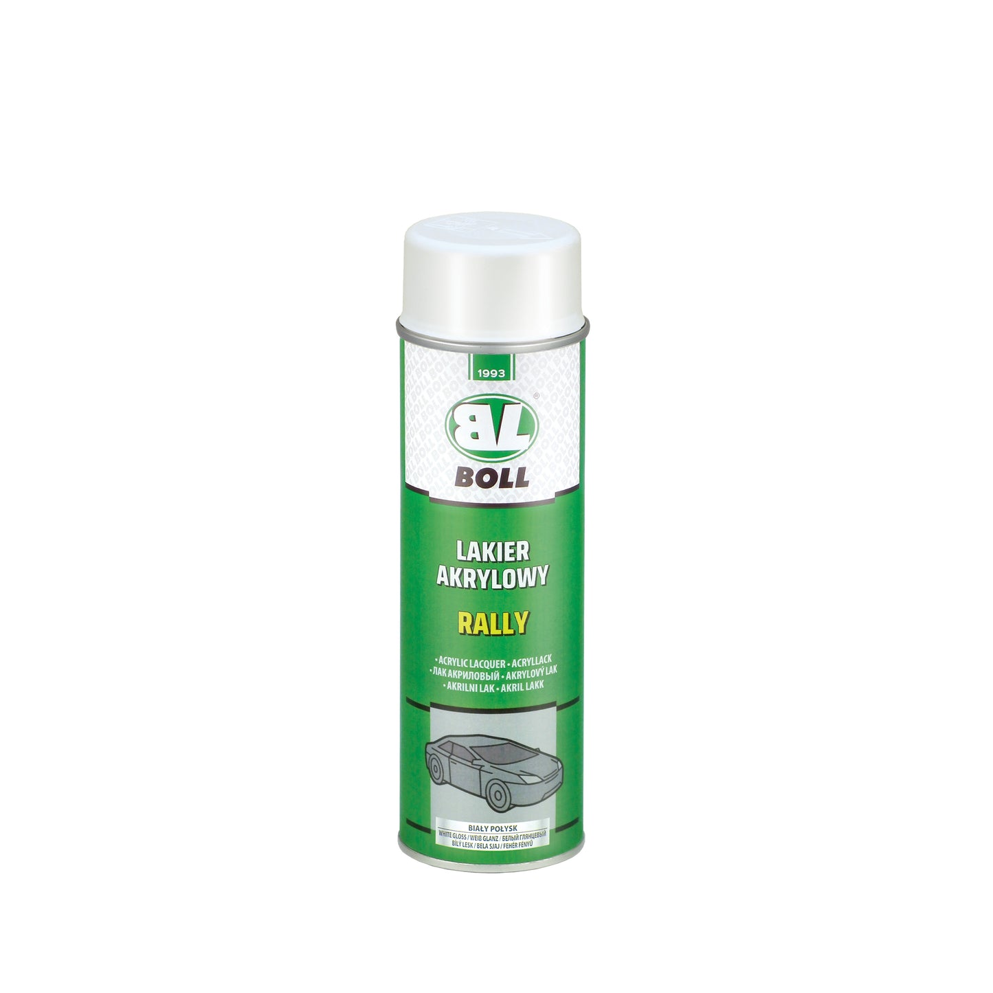 Lakier akrylowy rally biały połysk spray 500ml. | 0010127 - Centrum Techniczne Gałązka