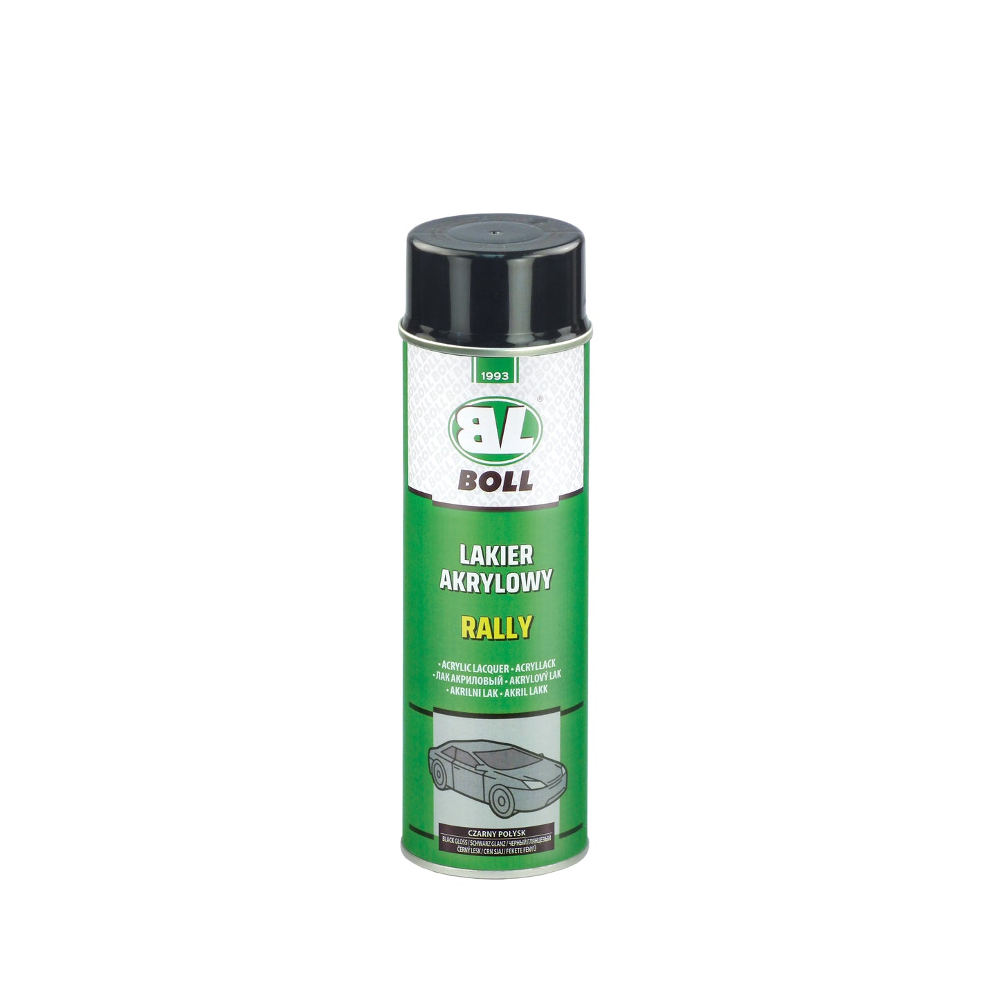 Lakier akrylowy rally czarny połysk spray 500ml. | 001012 - Centrum Techniczne Gałązka