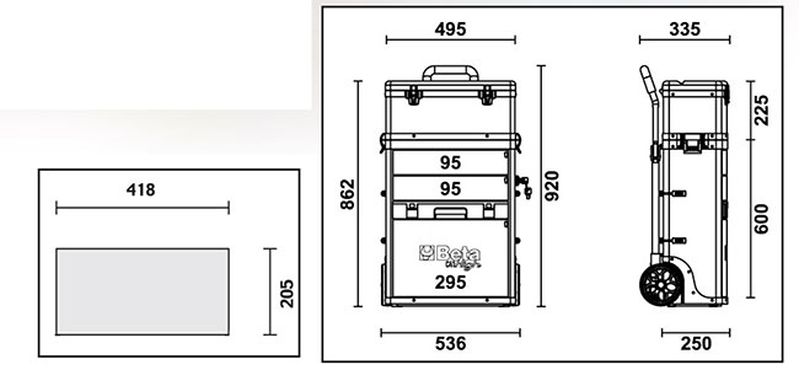 Wózek narzędziowy szafka warsztatowa c41h dwuczęściowy niebieski | 4100/C41HB
