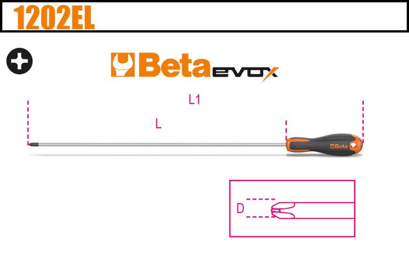 Wkrętak krzyżowy dł.EVOX PH1x4,5x400mm | 1202EL/PH1X400