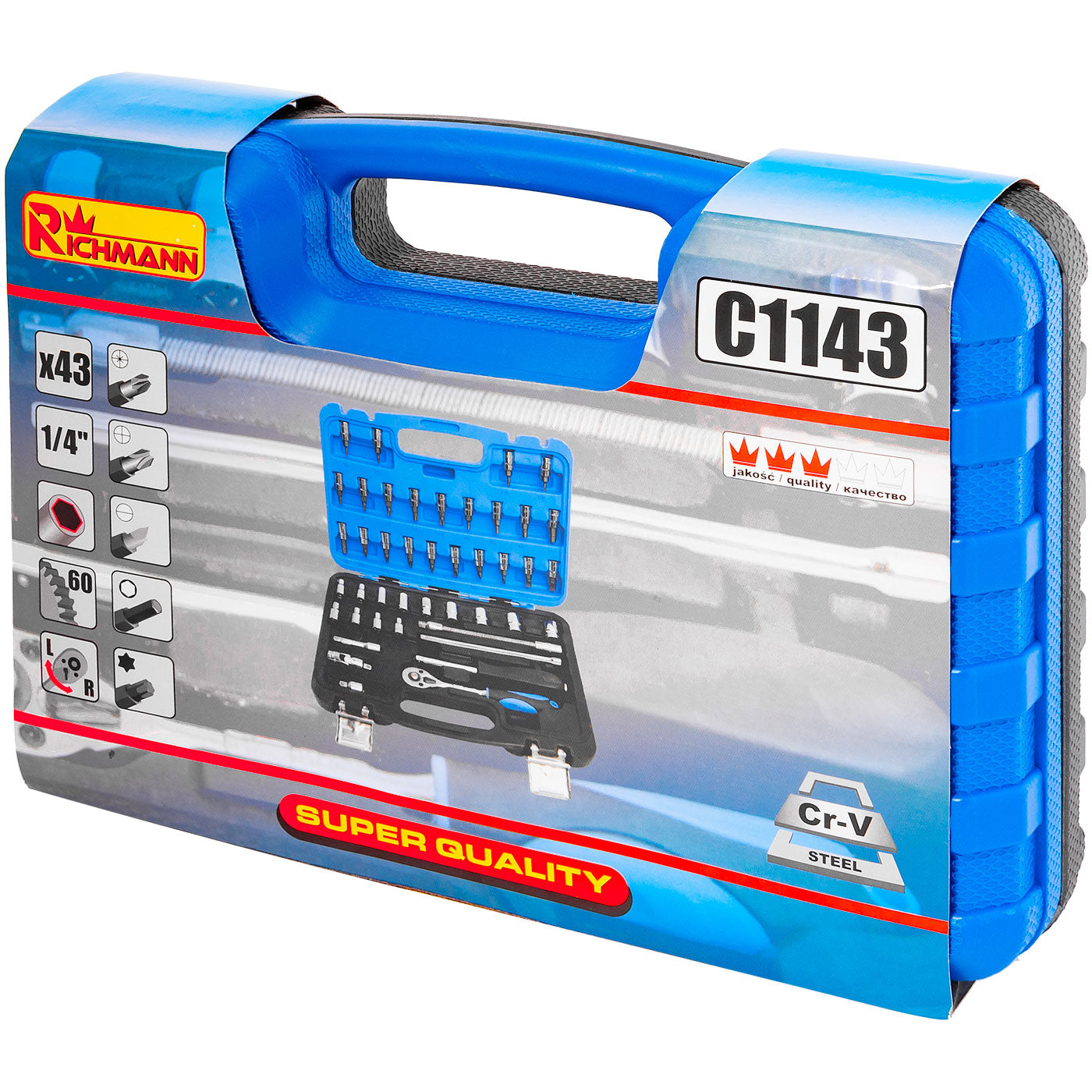 Zestaw wielonarzędziowy 1/4", 43 elementy | C1143 - Centrum Techniczne Gałązka