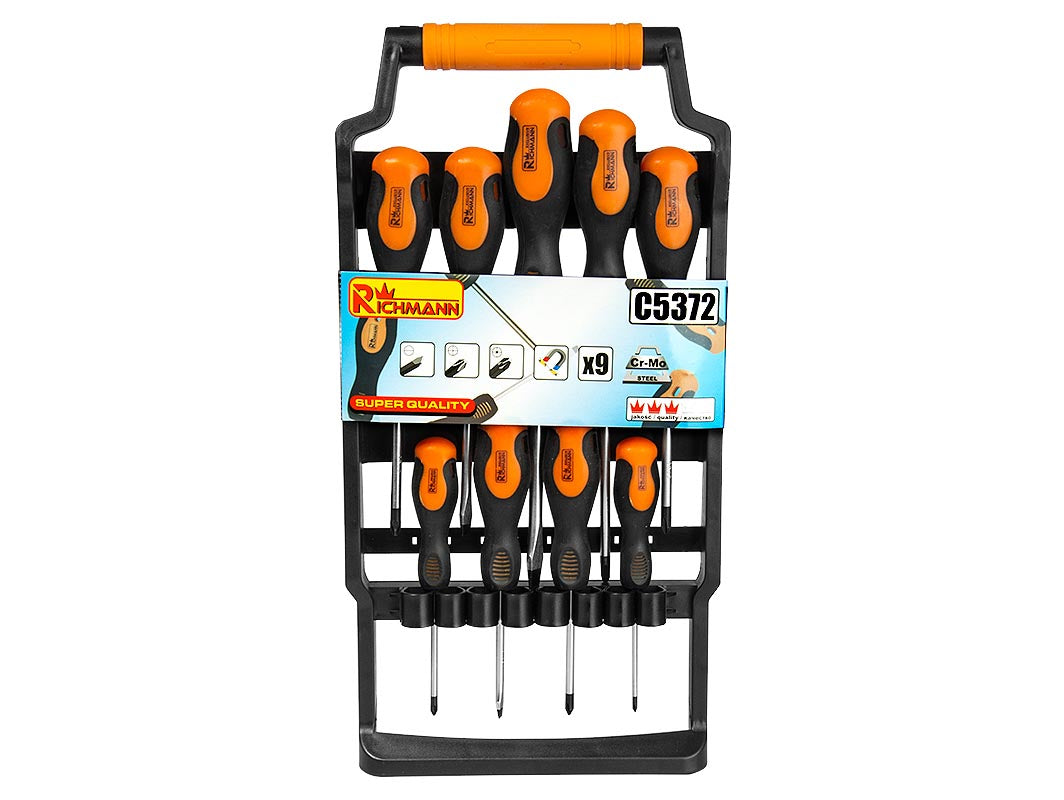 Zestaw Wkrętaków płaskich i krzyżakowe, 9 elementów | C5372 - Centrum Techniczne Gałązka