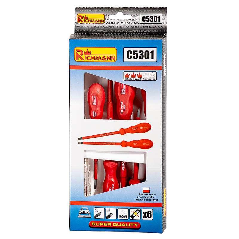 Zestaw Wkrętaków elektrycznych 5 elementów + próbnik | C5301