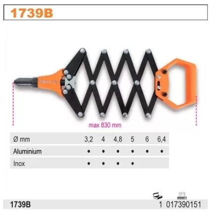Nitownica przegubowa 300-830 mm narzędzie do nitów przegubowy wygodny chwyt trwała konstrukcja | 1739B