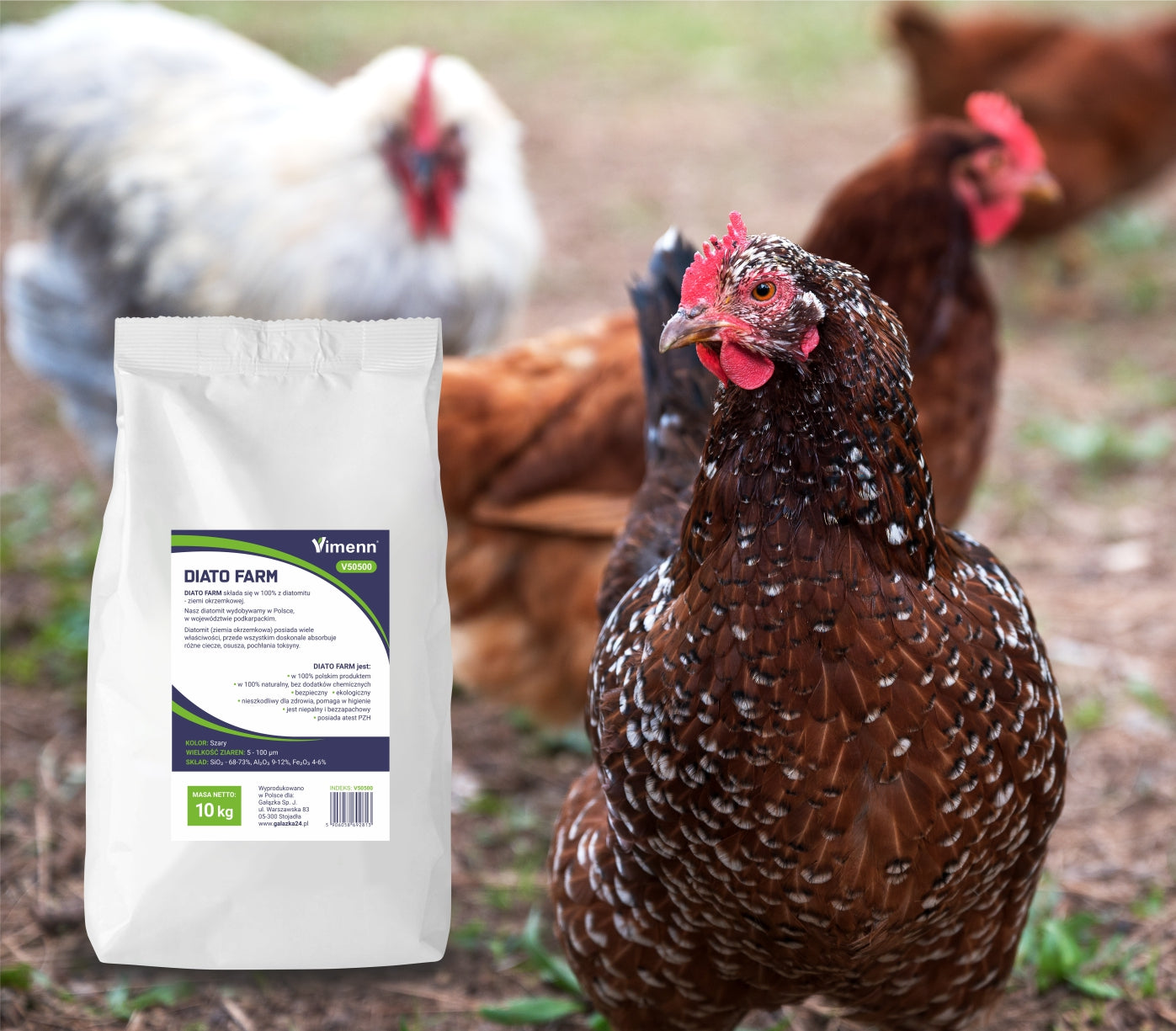 ZIEMIA OKRZEMKOWA DLA DROBIU KUR CHOROBY PTASZYŃCA PASOŻYTY DIATOFARM 10kg | V50500