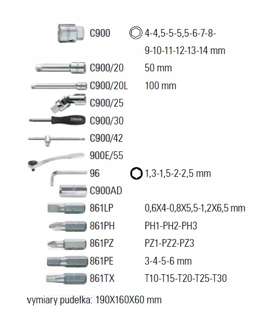 Zestaw nasadek 1/4", końcówek wkrętakowych i akcesoriów EASY narzędzia warsztatowe | 903E/C42