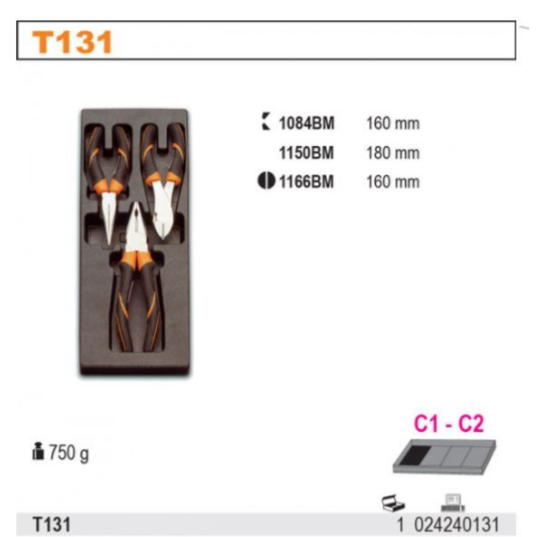 Wkład do szuflady BM – zestaw 3 szczypiec, narzędzia ręczne, warsztat, organizer | 2424/T131