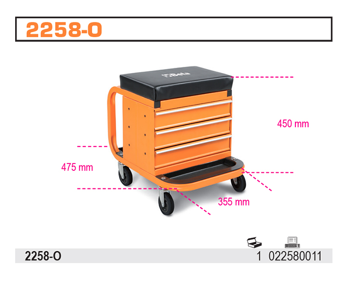 Taboret warsztatowy na kółkach z szafką siedzisko serwisowe narzędzie mobilne | 2258-O