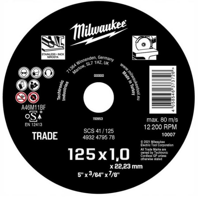 Tarcza do metalu/inox 125x1,0 | 4932479578 - Centrum Techniczne Gałązka