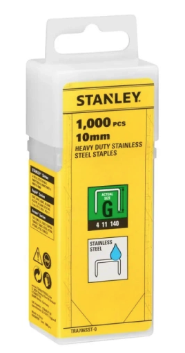 Zszywki G 10 mm nierdzewne – wytrzymałe zszywki do tapicerki, mebli i prac warsztatowych | TRA706SST-0