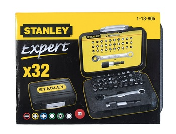 Zestaw 32 końcówek 1/4" z kluczem grzechotkowym, praktyczny komplet do warsztatu i domu | 1-13-905