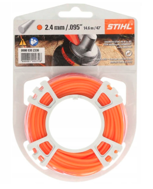 Żyłka okrągła STIHL 2,4 mm 14 m pomarańczowa do podkaszarki precyzyjna i wytrzymała | 0000-930-2338