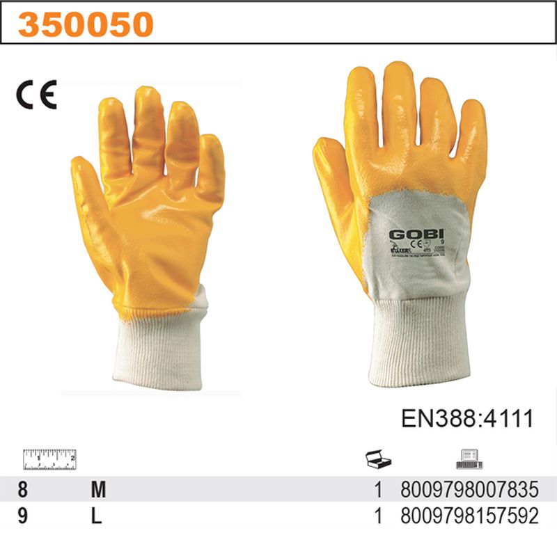 Rękawice BOXER GOBI 8/M z dżerseju bawełnianego, powlekane NBR, antybakteryjne | 350050/8