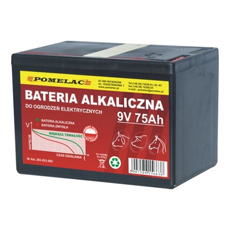 Bateria alkaiczna do ogrodzeń elektrycznych pastuch 9V 75Ah | 201-031-002