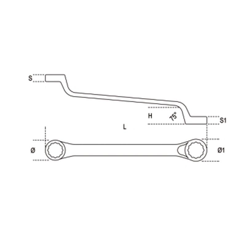 Zestaw kluczy oczkowych odsadzanych dwustronnie calowe 1/4"-1" 8szt | 90AS/8