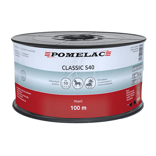 Taśma ogrodzeniowa 40mm 100m biała 6 przewodników | 105-030-012