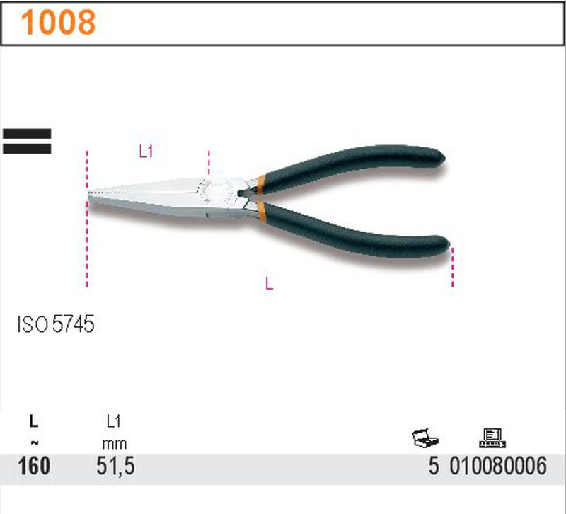Szczypce płaskie długie 160mm | 1008/160 - Centrum Techniczne Gałązka