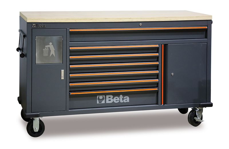 Wózek narzędziowy szafka warsztatowa work station 7 szuflad blat drewniany | 4500/C45PRO/MWS/W