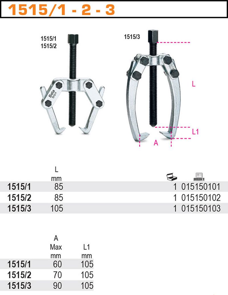 Ściągacz dwuramienny z ramionami wahliwymi 90mm | 1515/3 - Centrum Techniczne Gałązka