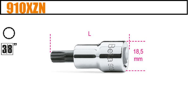 Nasadka 3/8" z końcówką wkrętakową xzn M10 | 910XZN/10