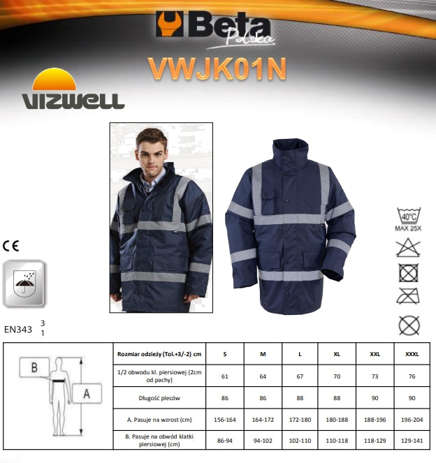 KURTKA ROBOCZA Z GRUBĄ PODSZEWKĄ GRANATOWA VWJK01N - Centrum Techniczne Gałązka