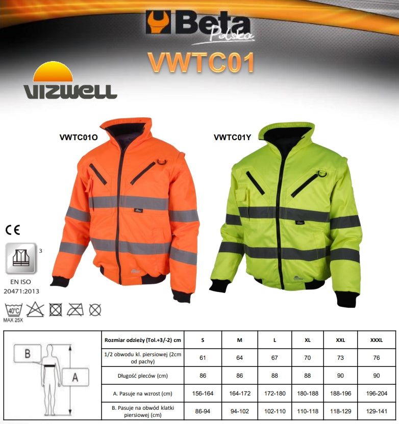 KURTKA KRÓTKA OSTRZEGAWCZA POMARAŃCZOWA VWTC01O - Centrum Techniczne Gałązka