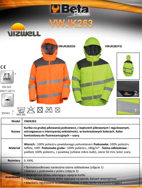 KURTKA OCIEPLANA Z GRUBĄ PODSZEWKĄ POMARAŃCZOWO-SZARA VWJK263OG - Centrum Techniczne Gałązka