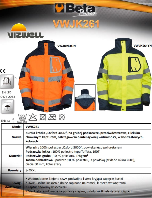 KURTKA OCIEPLANA OSTRZEGAWCZA ŻÓŁTO-GRANATOWA VWJK261YN - Centrum Techniczne Gałązka