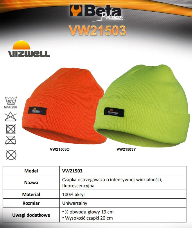 CZAPKA OSTRZEGAWCZA ŻÓŁTA VW21503Y | VW21503Y - Centrum Techniczne Gałązka