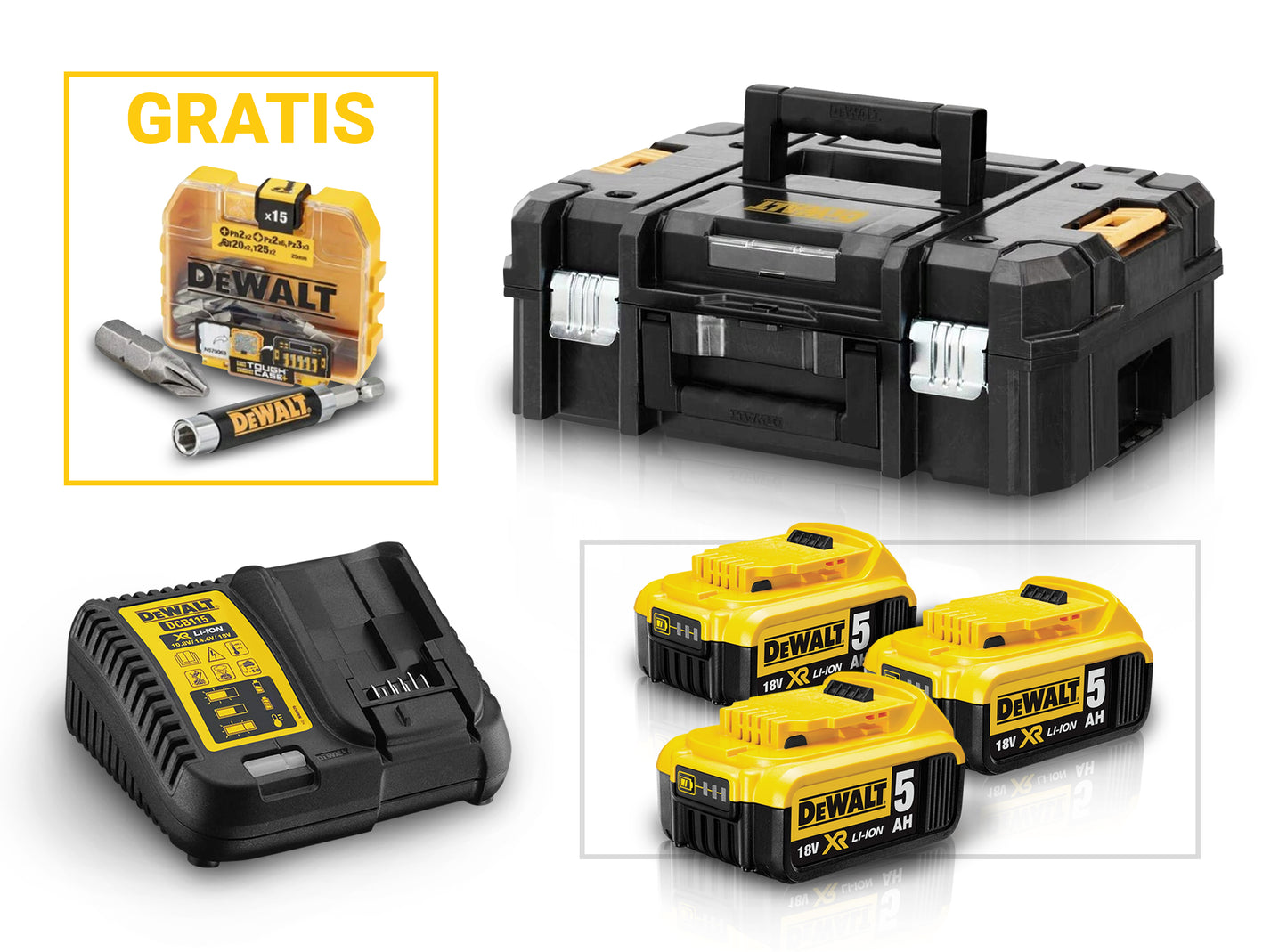 DEWALT ZESTAW COMBO 4SZT NARZĘDZI 3X5AH 18V | DCK422P3T