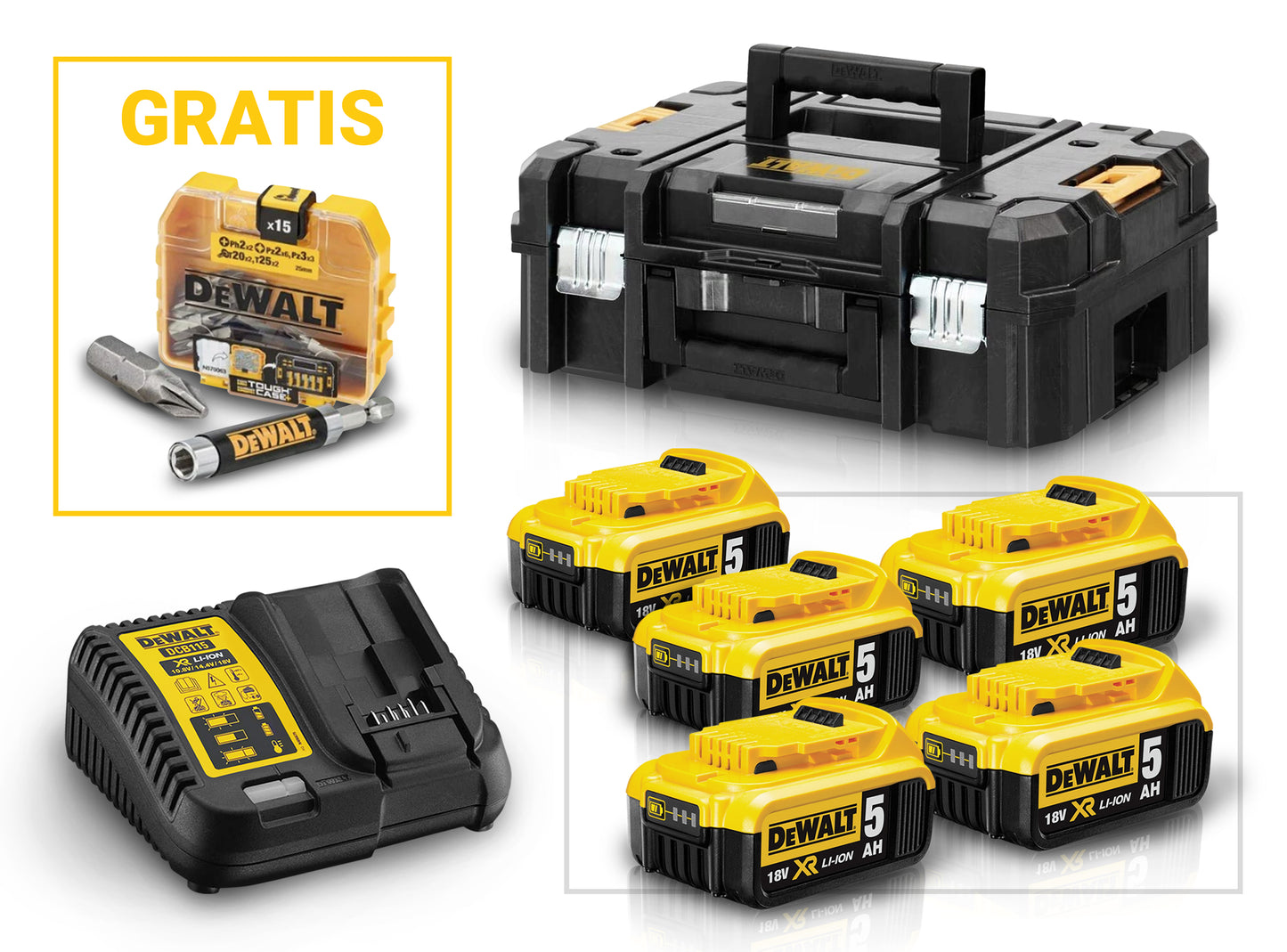 DEWALT ZESTAW COMBO 8SZT NARZĘDZI 5X5AH 18V | DCK805P5T