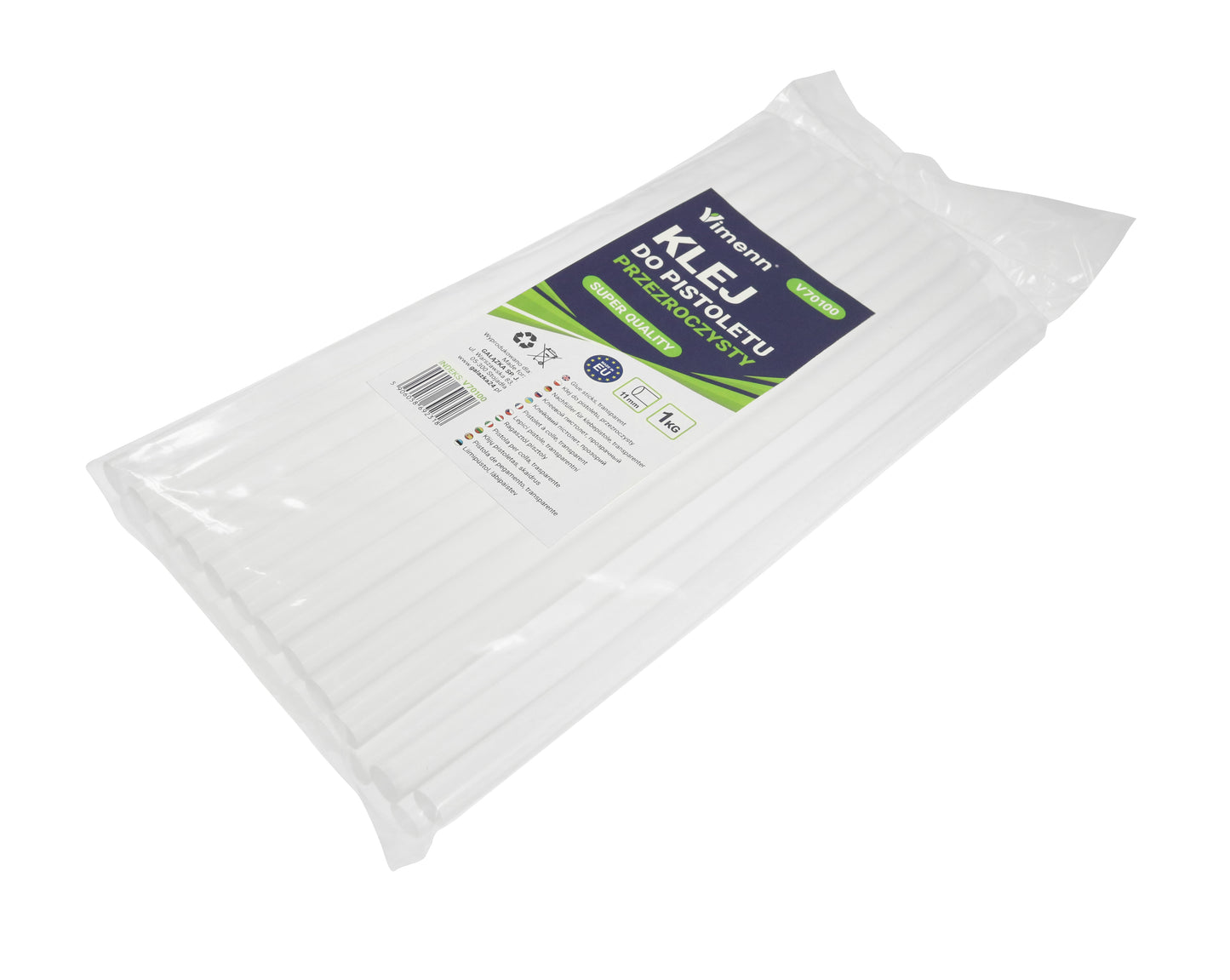 KLEJ DO PISTOLETU NA GORĄCO MOCNY BEZBARWNY TERMOTOPLIWY 11mm 30cm - 1kg. | V70100