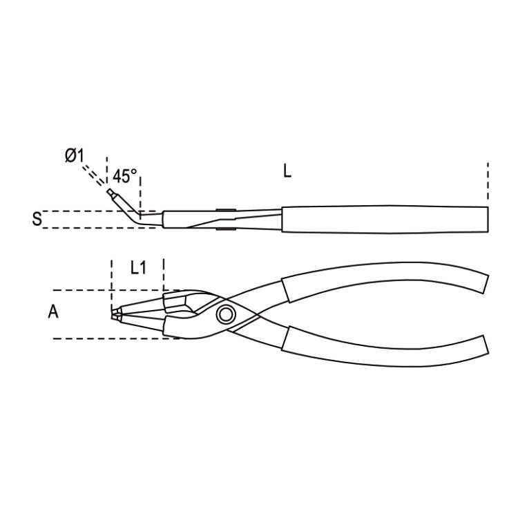 Szczypce do pierścieni wewnętrznych segera 180mm odgięte o 45° | 1033/180 - Centrum Techniczne Gałązka