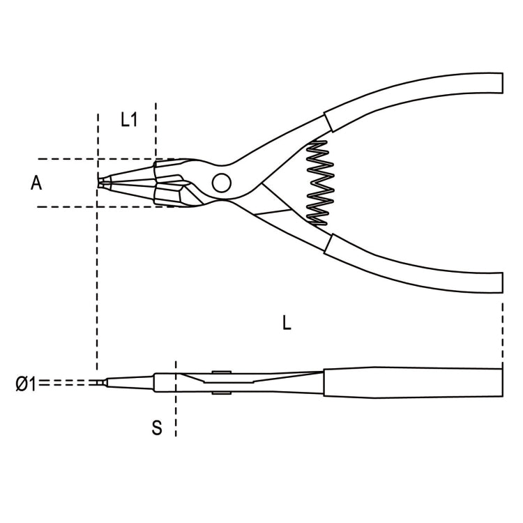 Szczypce do pierścieni zewnętrznych segera 140x0,9mm proste | 1036/140X0.9 - Centrum Techniczne Gałązka