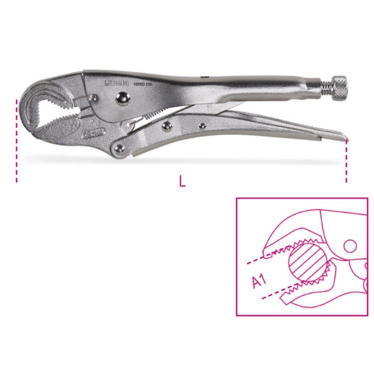 Szczypce nastawne samoblokujące do nakrętek i profili cylindrycznych 195mm | 1055D/195 - Centrum Techniczne Gałązka