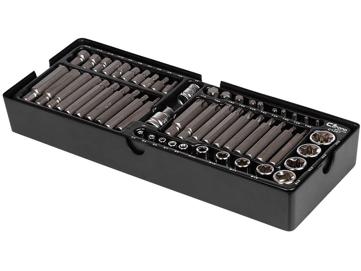 Wkład - zestaw bitów imbus h4-h14,torx t20-t70 i nas. torx e4-e24,s2 55 elem. + tacka c1101 | C1207 - Centrum Techniczne Gałązka