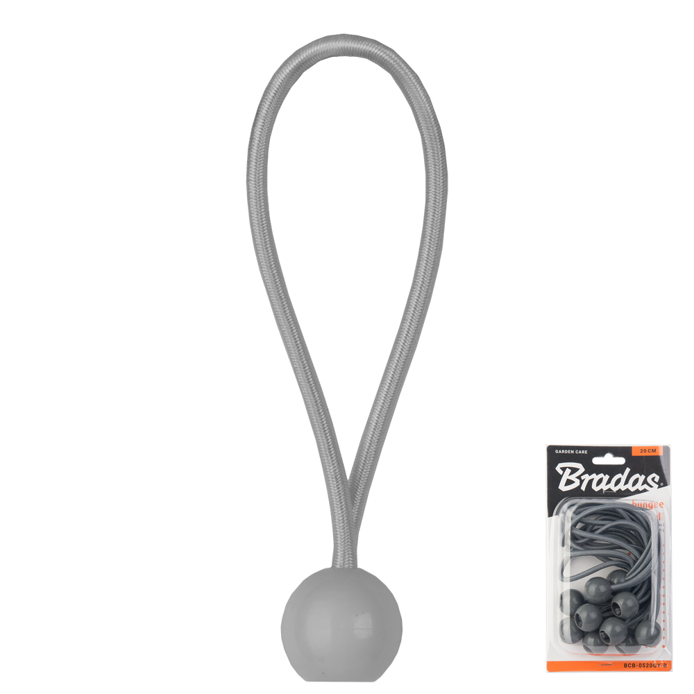 Zestaw gum z kulką BUNGEE CORD BALL 10szt. x 15cm | BCB-0515GY-B - Centrum Techniczne Gałązka