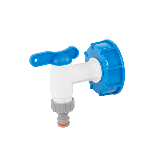 Zestaw IBC – nakrętka niebieska - S60x6 z kranikiem - 3/4" z wylotem 3/4" | IBCS60-KP3434 - Centrum Techniczne Gałązka