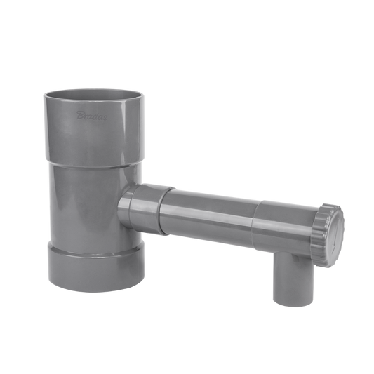 Zbieracz / łapacz wody deszczowej z zaworem - 90mm - SZARY | IBCLZ1-090 - Centrum Techniczne Gałązka