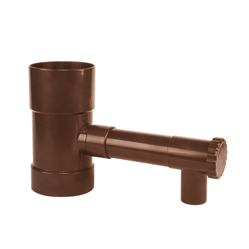 Zbieracz / łapacz wody deszczowej z zaworem - 90mm / BRĄZOWY | IBCLZ1-090-BR - Centrum Techniczne Gałązka