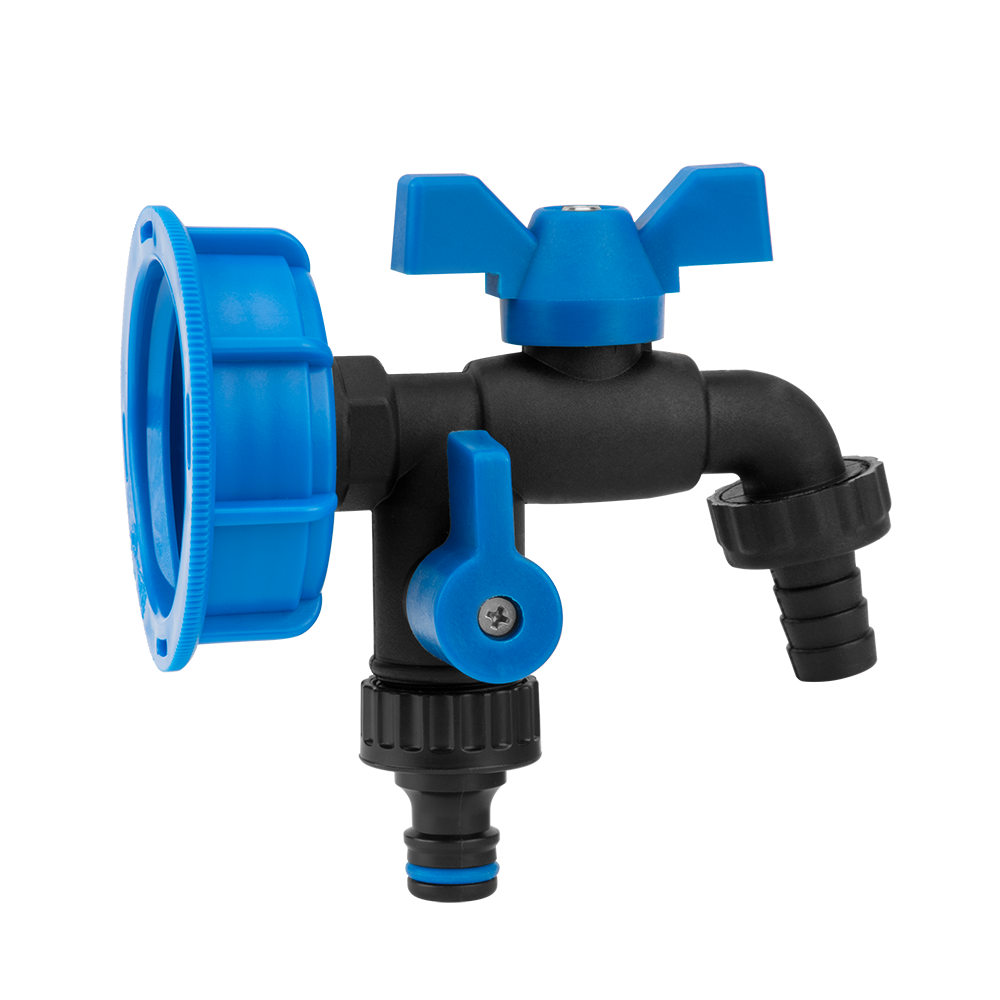 Zestaw IBC S60x6 + kran BLACK RAVEN GZ 2x3/4'' NYLON/BRASS na wąż 5/8"+ nypel | IBCS60-GTBR123434NB1 - Centrum Techniczne Gałązka