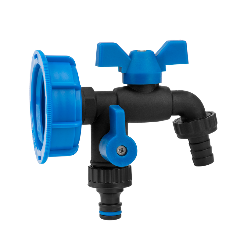 Zestaw IBC S60x6 + kran BLACK RAVEN GZ 2x3/4'' NYLON/BRASS na wąż 5/8"+ nypel | IBCS60-GTBR123434NB1 - Centrum Techniczne Gałązka