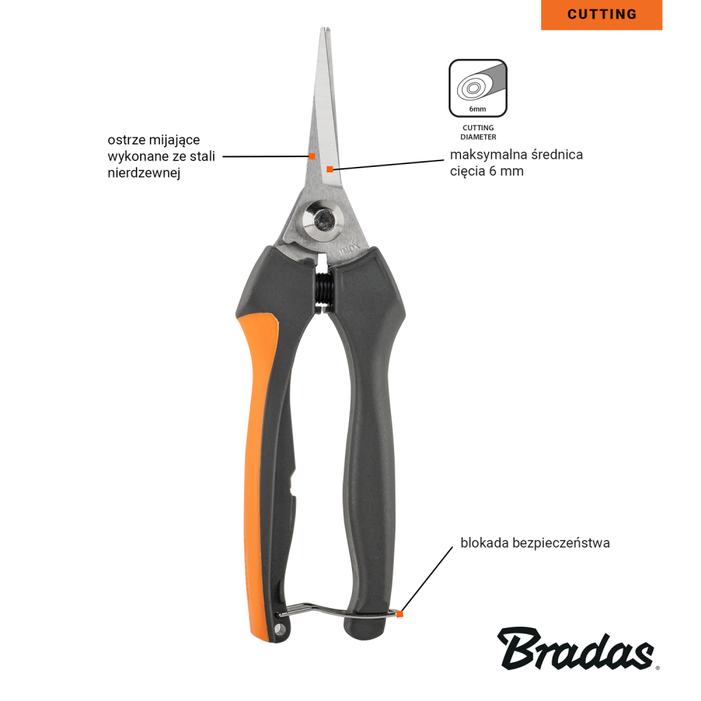Sekator ogrodowy V-SERIES PRECISION z ostrzem prostym do cięcia gałęzi i pielęgnacji roślin | KT-V1047